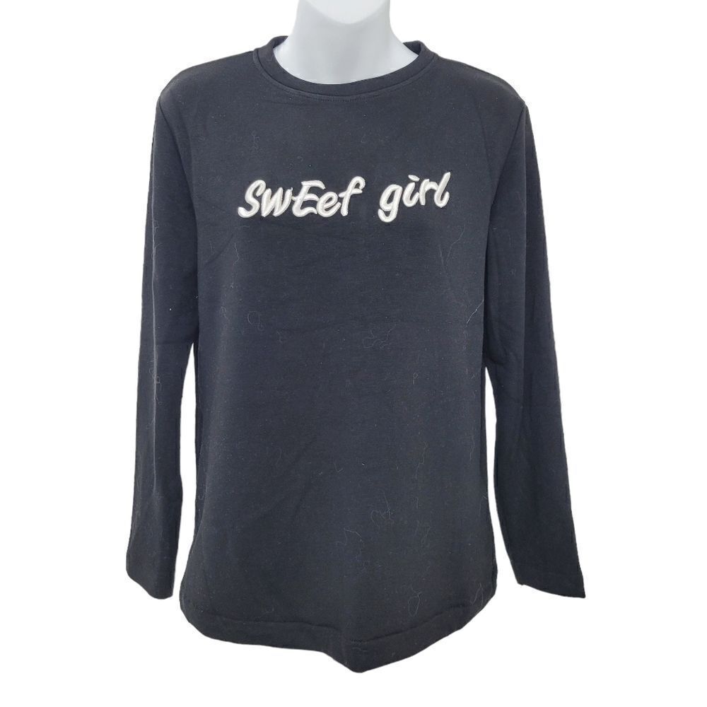 2/$20 Y2K Black Crewneck Sweet Girl Fleece Sweatshirt Top Size: M